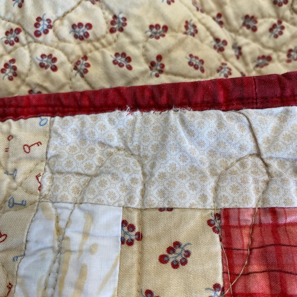 Watermelon Picnic Log Cabin Handmade Quilt - Picture 11 of 13